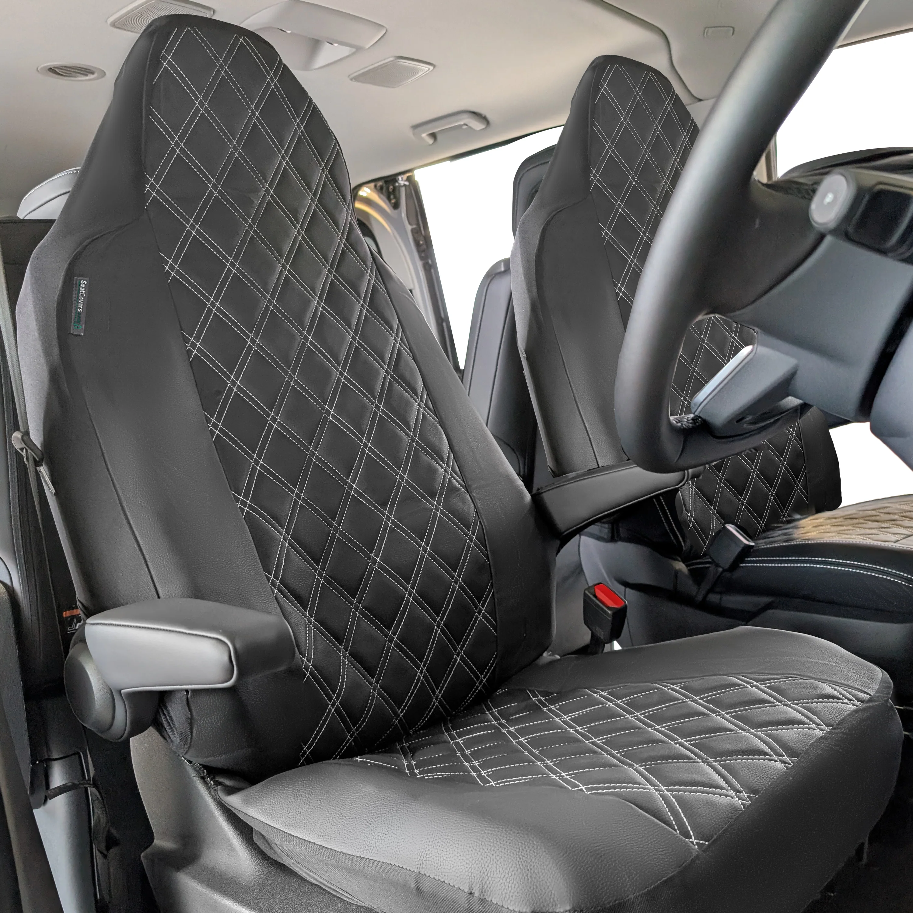 Driver & Single Passenger Seat Cover - Semi-Tailored Leatherette - Waterproof & Airbag Compatible - Image 3
