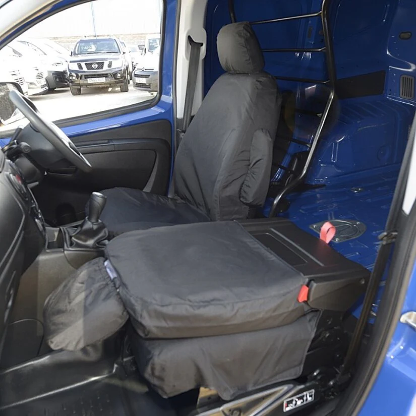 Fiat Fiorino Van  2008+ Tailored  Seat Covers - Two Front Seats Fold Down Passenger Seat - Image 4