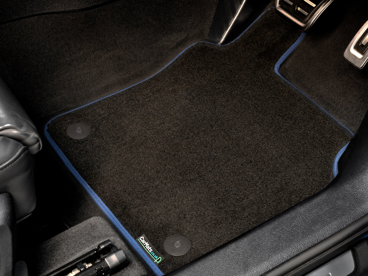 Honda CR-V 2018-2023 Car Mats // Black Executive, Dark Blue Trim, PVC Heelpad