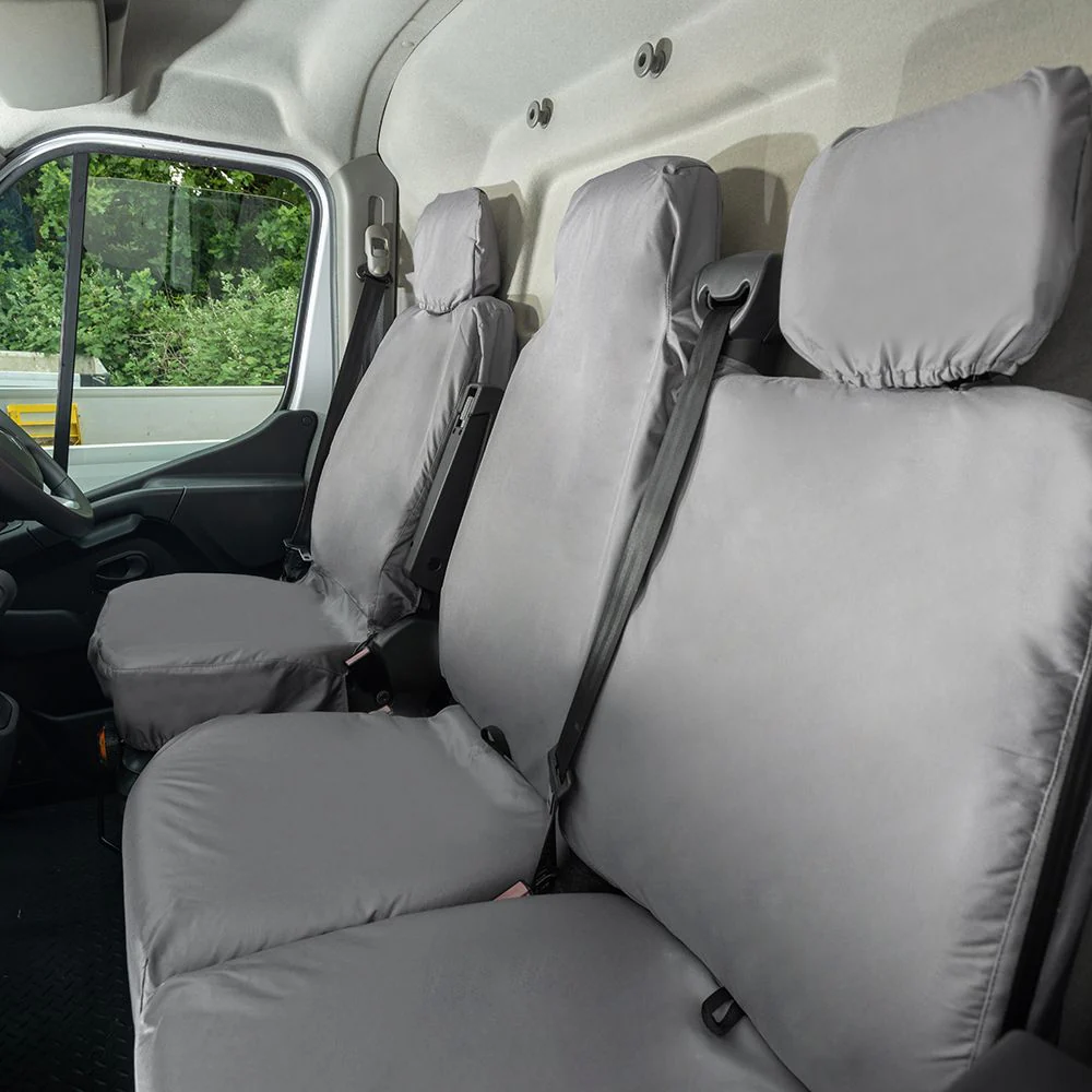 Nissan Interstar Van 2022-2024 Tailored  Seat Covers - Three Front Seats Folding Middle Seat Two Piece Passenger Base - Image 5