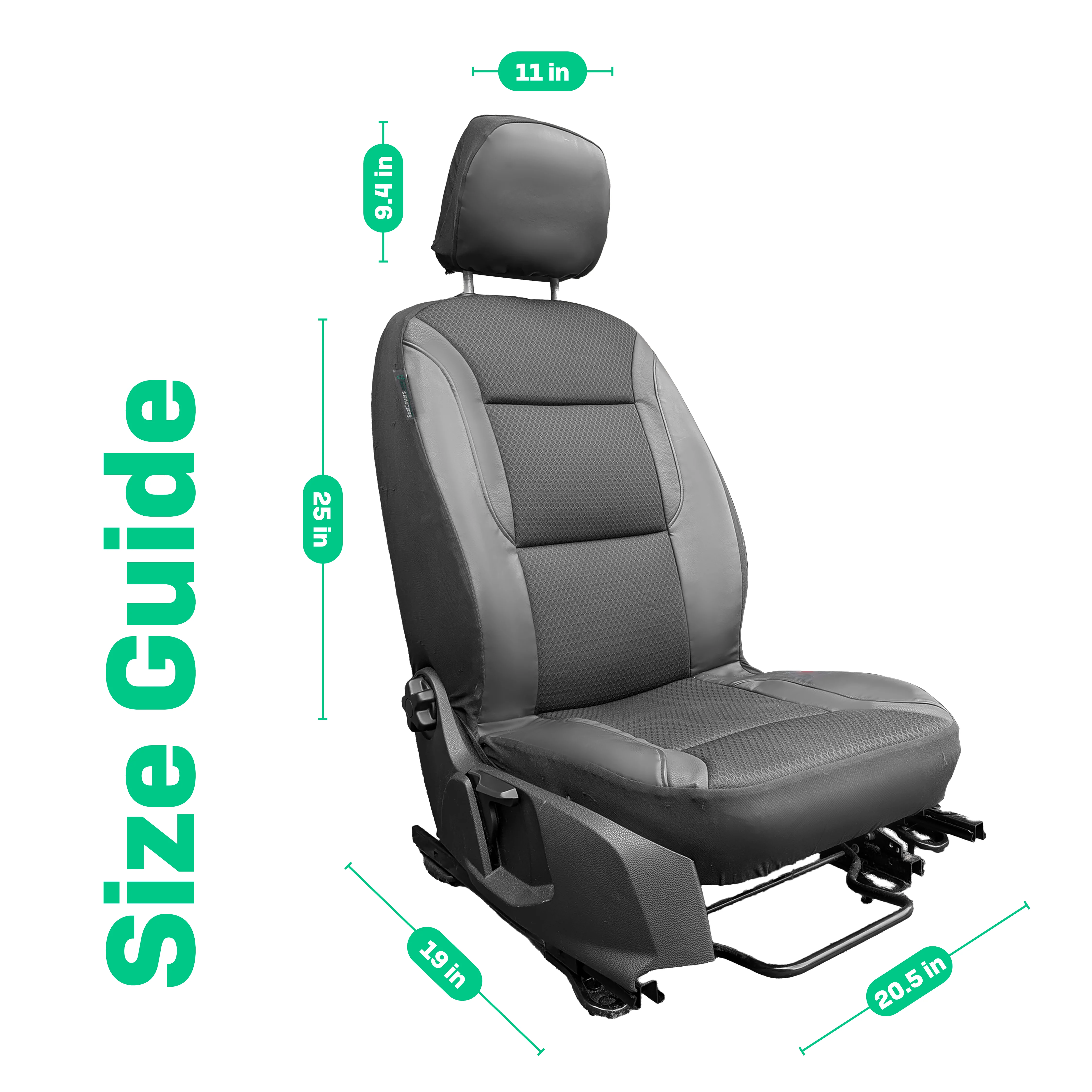 Driver & Passenger Semi-Tailored Leatherette & Memory Foam Seat Covers - Waterproof & Airbag Compatible - Image 5