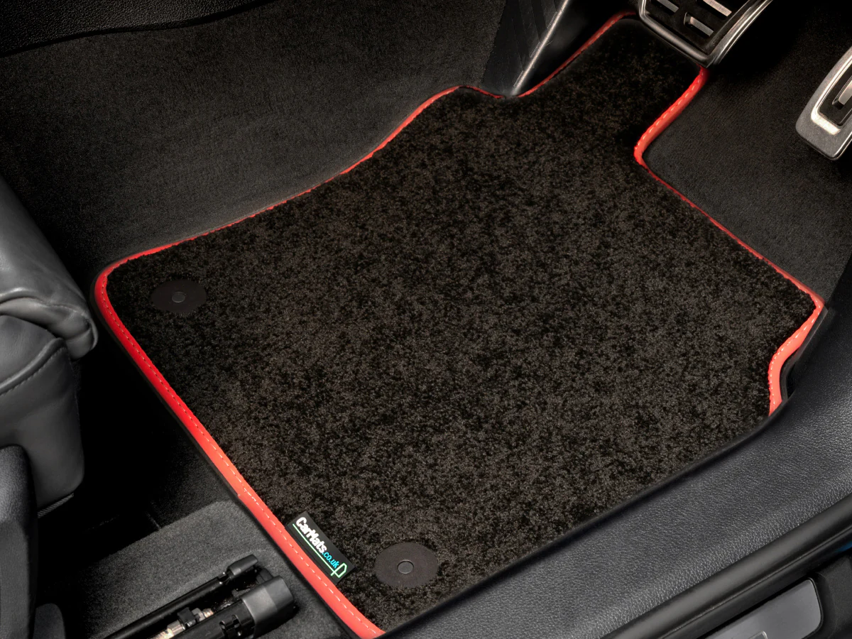 Subaru WRX STI 2021+ Car Mats // Black Elite, Red Trim, No Heelpad